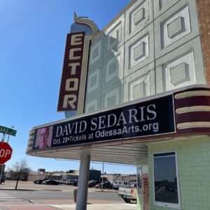 David Sedaris Instagram - David is headed back to Odessa TEXAS in OCT 2021.  http://odessaarts.org/
https://www.ticketfairy.com/event/odessa-arts-presents-an-evening-with-david-sedaris-28oct2021/