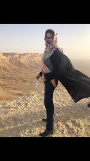 Dayle Haddon Instagram - Remembering my amazing trip to The Edge of the World in Saudi Arabia. Vast rolling sands almost like waves hitting against the cliffs we were standing on.  We watched birds flying below as as the winds whipped the hot air around us. Experiencing nature like this invokes awe that it exists and a splendor that resonates throughout your being. #grateful #nature #desert #edgeoftheworld #edgeoftheworldriyadh #saudi #saudiarabia #riyadh