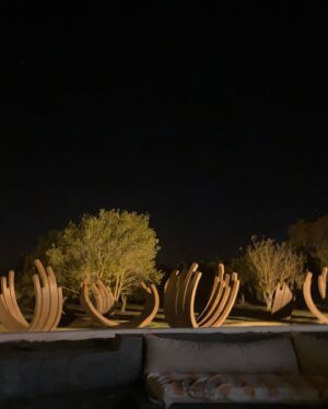 Dayle Haddon Instagram - Dinner at the supremely talented Bernar Venet and his beautiful wife  Diane in Le Muy. Named ‘the greatest living artist in France’ his  sculptures soar into space transferring the feeling of power and yet giving an opposing sense of lightness. The oval ‘eye’ captures the sky yet inside the colors slowly change giving another perception every few seconds of the frames space. Calming and zen! The cortin steel beams in the evening seem like airy dinosaur bones abandoned in the night thousands of years ago. Dreamy yet powerful and inspiring! 
Thank you @bernarvenetstudio and @dianevenet for a wonderful dinner and very inspiring evening. I came away feeling i can do more in the world. 
Thank you @flammariondebokay for this wonderful introduction. @venetfoundation @chateaufontainebleau #art #sculptures #bernarvenet #greatartists #inspiration #lemuy