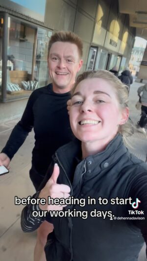 Dehenna Davison Instagram - Squeezing in a quick run before work yesterday with my pal and colleague, Will! Another day, another migraine attack that crept up on me, meaning I was in bed with painkillers by 9pm after a full working day. But I’m determined to get through the training programme and run the London marathon to help raise money for the brilliant National Migraine Centre. #marathontraining #londonmarathon #migraine #chronicmigraine #running