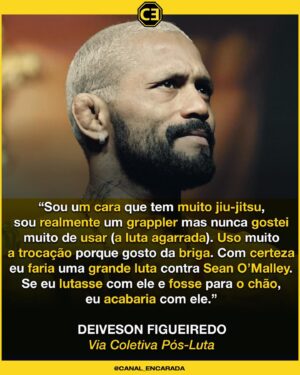 Deiveson Figueiredo Instagram - Após a vitória contra Rob Font em sua estreia nos galos, Deiveson Figueiredo deixou claro o que pensa de uma futura luta contra o campeão da divisão, Sean O’Malley. E aí? Concordam que o brasileiro daria trabalho pro dono do cinturão?

#ufc #mma #lutas #luta #esportes #sports #fight #fighting #canalencarada #jiujitsu #bjj