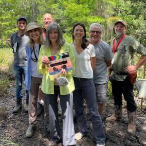 Delia Owens Instagram - Hanging out with the fabulous director, assistant director, and some of the camera and sound crew of the Crawdads movie team. They are working so hard and are so committed to the project.  Yet having fun, too. Seems like a dream.