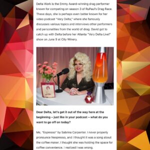 Delta Work Instagram - 🔸🔶🔸Thank you @davidatlantamag for this feature just in time for my appearance in Atlanta, this Sunday 6/9, for @verydelta LIVE! at @citywineryatl 🔸🔶🔸

Find the entire interview in my bio! 📰