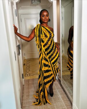 Denée Benton Instagram - miss honey For Your Consideration as miss peggy. cant get enough of @diotima.world 🍯🐝💛
.
.
styling by @solangefranklin 
glam by @rebekahaladdin and @dij__w 
.
.
#FYC #emmys @gildedagehbo