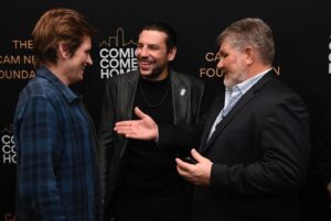 Denis Leary Instagram - Maybe the greatest #ComicsComeHome ever. @alexedelman doing backup vocals on Asshole w @wilfredburr on drums & @marcmaron on lead guitar.  Centennial @nhlbruins cameos during @joanjett Bad Reputation. Plus a ton of cash for @camneelyfdn