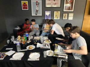 Denis O'Hare Instagram - The rain finally stopped. The boys played basketball two hours, then we found kebabs on the street in Aubervilliers. We walk to Parc de la Villette and sat in La Petite Halle for hours. I'd ordered too many charcuterie plates but we did our best. Declan's birthday cake was a hit and then we left and because the 5 train was broken we found a car and came back home. #13thbirthday