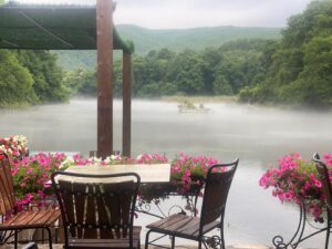 Denis O'Hare Instagram - Sv. Naum. Border of Macedonia and Albania. We had lunch next to the hot springs where the cold rain created a layer of mist, then visited the 16th century monastery named after a 9th century monastery built by St. Naum.