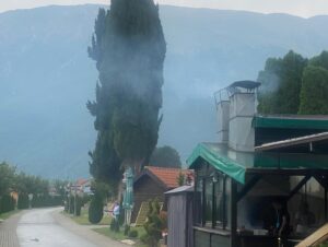 Denis O'Hare Instagram - Sv. Naum. Border of Macedonia and Albania. We had lunch next to the hot springs where the cold rain created a layer of mist, then visited the 16th century monastery named after a 9th century monastery built by St. Naum.