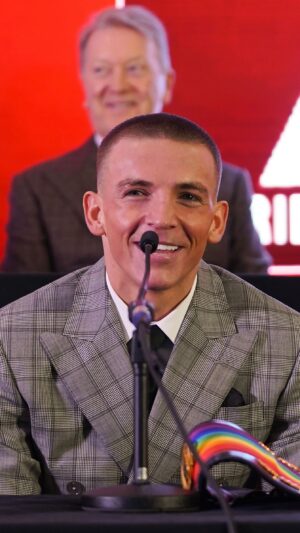 Dennis McCann Instagram - Is @dennismccann headed to Cheltenham in that fit? 🐎

Verbal blows exchanged at today’s press conference 👀🍿

#Magnificent7 | Saturday | Resorts World Arena, Birmingham