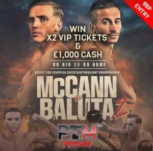 Dennis McCann Instagram - PowerToolMate prizes are giving you the chance to win 2 VIP tickets to my European title fight at the 02 arena on the 27th of July and £1000 spending money for only 99p! 

Grab a ticket now on www.powertoolmateprizes.co.uk