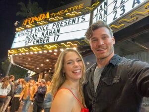 Derek Theler Instagram - Big shoutout to our friend @noahkahanmusic who will be headlining at The Hollywood Bowl this weekend! 
Lisa and I first saw Noah play live 7 years ago when he was opening for Milky Chance. We were so impressed and became immediate fans of him and his songwriting. 

I’m so happy that the rest of the world has now discovered him, because he deserves it. And boy, his meteoric rise in success is legendary. 

Noah’s music has chronicled our lives together. We were at his concert the night before we got engaged and were singing his songs while labor with Denali. His music just keeps getting better. 

We never miss an opportunity to see Noah live. Can’t wait to catch him at the Bowl.