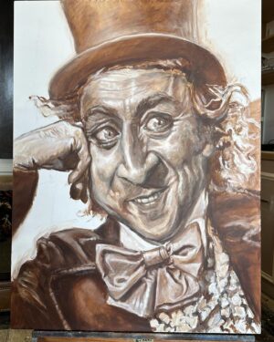 Derren Brown Instagram - Developments… I love this underpainting stage. Aside from its effect on the finished piece, it allows you to sculpt the face, nudging and correcting, which is so very satisfying… 

#genewilder #willywonka #wonka #acrylic #caricature #art #portrait #acrylicpainting #fineart #celebrity #drawing #prints #artprints #original #originalart