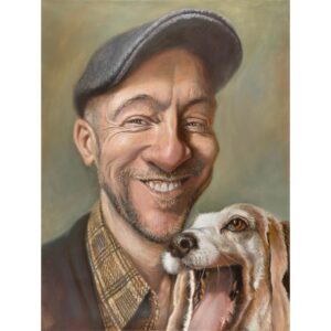 Derren Brown Instagram - ‘Derren and Doodle’ is done and dusted. 
It’ll be up on the art page of my site soon. 

#acrylic #caricature #art #portrait #acrylicpainting #fineart #celebrity #drawing #prints #artprints #original #originalart #dog #painting #derrenbrown #selfportrait #magic