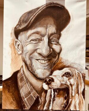 Derren Brown Instagram - Back to this: underpainting continues. Last night I removed a brain I wasn’t enjoying, and replaced it with Doodle. She always yawns in pictures…
#acrylic #caricature #art #portrait #acrylicpainting #fineart #celebrity #drawing #prints #artprints #original #originalart #underpainting