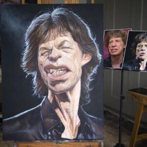 Derren Brown Instagram - Completing this today. You keep going until it stops annoying you. 
#mickjagger #acrylic #caricature #art #portrait #acrylicpainting #fineart #celebrity #drawing #prints #artprints #original #originalart