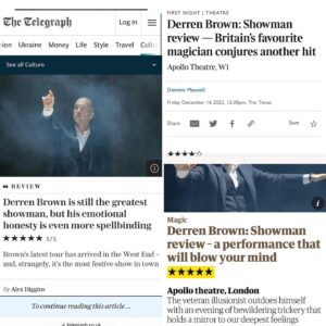 Derren Brown Instagram - Many thanks to the national press for all the happy reviews this week… and moreover for keeping them spoiler-free. I’m very grateful on both counts. Don’t leave it too long if you’re thinking of coming. 
#theatre #london #entertainment #magic #amazing