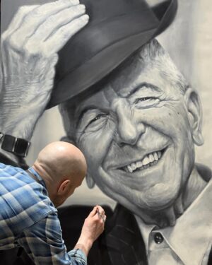 Derren Brown Instagram - Mr @leonardcohen is now available on my site art store. As an original (4’x 3’), as a large mounted print, or as a smaller limited edition signed print. If you fancy. Link in bio.