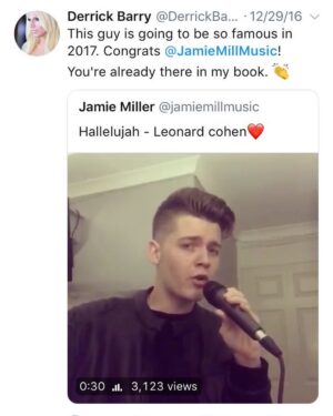 Derrick Barry Instagram - Almost 8 years ago, I was in the Bahamas & I came across this cover of Hallelujah. That’s the day I was introduced to @JamieMiller. His range, tone & passion drew me in instantly. I have never heard a voice that makes me feel the way his does. We started talking in 2017 & I told him I couldn’t wait to one day be front row at his show in the states. After years of missing each other when I came to the UK or he was in Vegas, we finally met. This week, I drove out to LA to see my favorite, from the front row, as he closed out his first headlining tour to a sold out crowd. Jamie, I’m so proud of you! You continue to amaze me with your heartfelt song writing skills & your ability to be so incredibly vulnerable with your lyrics & performances. You’ve helped me deal with pain & loss, close the chapter on breakups, find myself & sing my heart out. Your music is my happy ending. Can’t wait for another LA night with you until Last Call. “You get the real meet & greet”.
Photos: @TheDrewBaker