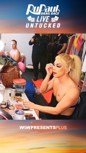 Derrick Barry Instagram - Feeling lucky, @panginaheals? 😂😈 @derrickbarry encourages her #DragRace sister to get her Vegas vixen on in the @rupaulsdragracelive Untucked series premiere, watch now on @wowpresentsplus!

👠 RuPaul’s Drag Race Live Untucked premieres Wednesdays only on @wowpresentsplus worldwide

🎟️ #DragRaceVegas tickets on sale now at rupaulsdragracelive.com