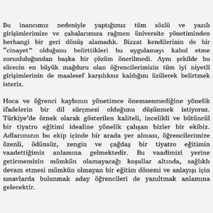 Derya Alabora Instagram - Öğrencilerimizin yanındayız. Giriş sınavlarından çekiliyoruz. #öğrencilerimizinyanındayız #okankonservatuvaradokunma #okantiyatro