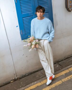 Desmond Tan Instagram - Leaving a trail of blossoms with every stride in my @louboutinworld sneakers. 🌸🌼 

The Adolon Junior sneakers are the perfect blend of pop art and contemporary style by #CHRISTIANLOUBOUTIN and Shun Sudo. A masterpiece!

@louboutinworld #CHRISTIANLOUBOUTIN