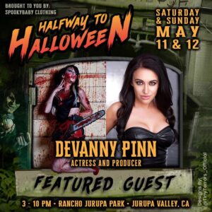 Devanny Pinn Instagram - Meet Actress, Producer, & Director Devanny Pinn [@devannypinn] on Saturday, May 11th, and Sunday, May 12th, at the inaugural Halfway To Halloween extravaganza! [@halfway_to_halloween_festival

Devanny Pinn’s career began gaining momentum in the early 2000s as she ventured into the acting world. Thanks to her natural acting ability and captivating screen presence, she quickly established herself as a prominent figure in the horror and thriller genres. Her early roles in films like “The Lonely Ones” and “The Black Dahlia Haunting” showcased her ability to immerse herself in complex and often eerie characters.

As her career progressed, Devanny continued to take on challenging and diverse roles that allowed her to demonstrate her versatility as an actress. She garnered attention for her work in the “Dead Sea”, portraying a resourceful and resilient character navigating a post-apocalyptic world. Her commitment to her roles and willingness to delve into emotionally demanding characters further solidified her reputation as a talented performer. Devanny Pinn’s dedication to her craft extends beyond acting. She has also ventured into producing and directing her first feature, “The Black Mass,” further establishing herself as a multifaceted talent in the entertainment industry.

Devanny has since appeared in over 90 films and has shared the screen with genre icons, including Linda Blair, Danny Trejo, Vivica A. Fox, Sid Haig, and Tara Reid. She has received critical acclaim for portraying infamous true-to-live individuals, including Susan Atkins in the Charles Manson biopic “House of Manson” and murder suspect Casey Anthony in the ID mini-series “Casey Anthony: An American Murder Mystery.” With a growing body of work and a reputation for her commitment to her craft, Devanny Pinn continues to make her mark on the entertainment industry with films such as “The Dawn”, “Frost,” “The Flood,” “Party Bus To Hell,” and “Piranha 3D,” to name a few.

#devannypinn #horror #actress #producer #director #indiehorror #indipendentfilm #screamqueen