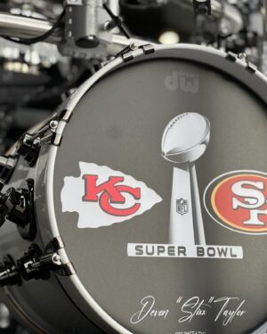Devon Taylor Instagram - Sending A Huge Thank You To @drumstatic & @jrworldwide For Lacing Me With My Custom Super Bowl Bass Drum Heads! 🙏🏾🤘🏾 LETS GO CHIEFS!!!! #ThankYouGod4MyGift