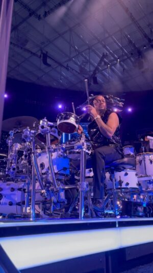 Devon Taylor Instagram - Super Bowl 2024! Was A Success Shout Out To My Tech @jrworldwide For Everything I Love You More Than Words Can Express!! Cymbal Design & DrumRack Design By @jrworldwide #ThankYouGod4MyGift #DWCollectors #Maple/Mahogony Also Shout To All My Companies That Has Been Here For Me Since Day 1 I Love Each & Every One Of You! @zildjiancompany @remopercussion @vicfirth @dwdrums @jhaudio @drumdots