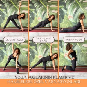 Dila Bayrak Instagram - •
Hamile Yogası, klasik yoga pozlarının gebelere özel uyarlanmış hallerini bize sunar. Gebelik sürecinde klasik yoga pozlarından bazılarından kaçınılır, bazıları da özel versiyonlarıyla yapılmalıdır. 
Özellikle karın bölgesinde iç basıncı arttıracak hareketlerden uzak durulur.

Sizler için birkaç pozun klasik hali ve gebeliğe özel halini hazırladım.😌

🔸Kobra pozunun yerine deve pozu uygulayabilirsin,
🔸Üçgen pozunun tam hali yerine destekli olanı yapabilirsin,
🔸Yan sopa duruşunda yerden destek alamak için bacağını kullanabilirsin.

#yoga
#hamileyogası
#hamile #hamilelik
#yogainspiration
#yogapractise
#yogapose
#dilabayrakhamileyogası
#dilabayrakyoganefes
#andanefestedoğumda