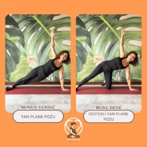 Dila Bayrak Instagram - •
Hamile Yogası, klasik yoga pozlarının gebelere özel uyarlanmış hallerini bize sunar. Gebelik sürecinde klasik yoga pozlarından bazılarından kaçınılır, bazıları da özel versiyonlarıyla yapılmalıdır. 
Özellikle karın bölgesinde iç basıncı arttıracak hareketlerden uzak durulur.

Sizler için birkaç pozun klasik hali ve gebeliğe özel halini hazırladım.😌

🔸Kobra pozunun yerine deve pozu uygulayabilirsin,
🔸Üçgen pozunun tam hali yerine destekli olanı yapabilirsin,
🔸Yan sopa duruşunda yerden destek alamak için bacağını kullanabilirsin.

#yoga
#hamileyogası
#hamile #hamilelik
#yogainspiration
#yogapractise
#yogapose
#dilabayrakhamileyogası
#dilabayrakyoganefes
#andanefestedoğumda