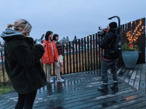 Dilan Gwyn Instagram - 2 actresses, a DoP and a director shooting the last scene for the whole first season. That's an official wrap for Two Sisters! 🎉👯‍♀️🍾