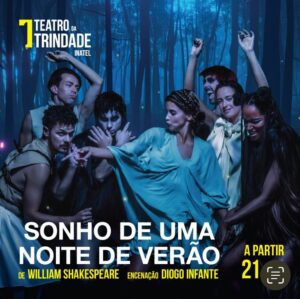 Diogo Infante Instagram - Hoje estreamos. É a minha primeira incursão na encenação de uma peça de Shakespeare e não podia estar mais feliz.
São quatro os vetores que marcam este espetáculo: o amor, a magia, a música e o prazer; o nosso e o vosso.
Este projeto teve dois anos de maturação e de espera ansiosa, partilhadas sempre com o Artur Guimarães, diretor musical do espetáculo, que com o seu enorme entusiasmo e talento me ajudou a potenciar esta ideia e a dar-lhe forma. O elenco foi uma escolha natural, que resultou, por um lado, da exigência do texto e das próprias canções e, por outro, da profunda admiração que tenho por todos eles, em muitos casos consolidada pelos trabalhos que fizemos juntos num passado recente. A esta equipa, juntou-se o talento dos criativos Fernando Ribeiro, Dino Alves,  Cristina Piedade, Sérgio Milhano, João Alves e Bruno Caetano, JP Costa, Flávio Gil e de toda a equipa do Trindade, com quem tenho o prazer de trabalhar diariamente e a quem estou muito grato.​
Uma última palavra de agradecimento e reconhecimento aos autores e cantores portugueses, cujos temas serão tocados e interpretados ao vivo  por este talentoso grupo de atores, cantores, bailarinos e músicos, numa justa homenagem à musica portuguesa. Agora resta-me aguardar e desejar que as palavras de Shakespeare façam a sua magia e nos proporcionem um espetáculo empolgante, pleno de vitalidade e de puro divertimento. 🎭❤️