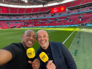 Dion Dublin Instagram - What a day! @manchesterunited were ABSOLUTELY EXCELLENT today,deserved to win the @emiratesfacup Final! 
LAST gig of the day,highlights show with @mrjasonmohammad @bbcsport