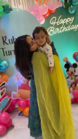 Dipika Kakar Instagram - The most beautiful journey of my life… 

My boy is a year already ❤️ May Allah shower his blessing on u always my shona… Ammi loves u alot

wearing my fav @aachho ❤️ 
@dinky_nirh