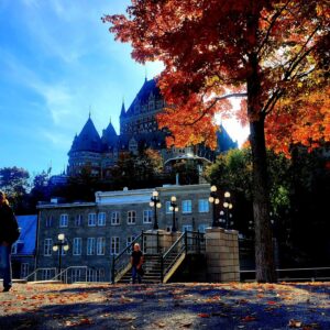 Dominique Swain Instagram - Quebec in the Fall, now it's back to Montreal! Had some honeysuckle blackberry sorbet with my honey and took in Chateau Frontenac over the St. Lawrence River. And someone caught a unicorn.