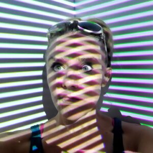 Dominique Swain Instagram - At Meow Wolf Denver. Crosshatch lights make for cross eyes!