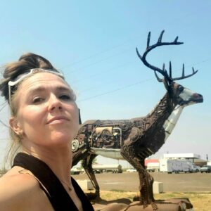 Dominique Swain Instagram - Found 15 foot 'Scrappie the majestic Mech Deer,' somewhere in the badlands of South Dakota!