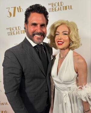 Don Diamont Instagram - Really fun night celebrating with everyone at the 40’s themed @boldandbeautifulcbs ‼️37th Anniversary Party‼️Even Marilyn Monroe had to get in the action.😍 Great job putting it together @evabasler 👏🏼👏🏼👏🏼 My parking ticket found its way onto the red carpet. Can you find it????😂 Thanks for the PERFECT SHIRT @danromashirts ❤️ Love you guys!!!