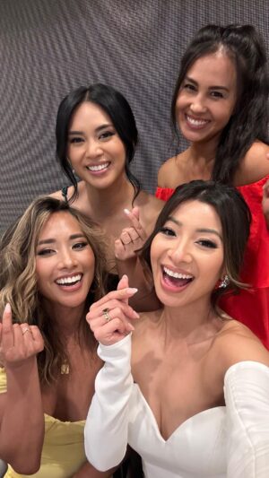 Donna Benedicto Instagram - Our Queen Boss, BTS loving, group leader @amie.nguyen got married & a fractured foot didn't stop me from being the best emcee I could be 💅🩼 #anhonour 🙏Congrats @amie.nguyen & @chrischoi_ love you 👰🏻🤵🏻❤️ #hamchoi