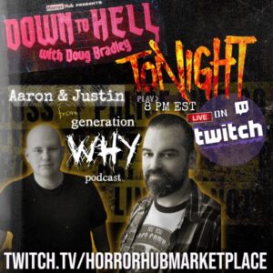 Doug Bradley Instagram - Tonight we’re talking true crime with Aaron and Justin from the @generationwhypodcast 
Join us live on Twitch at 8pm EST. 
🔥🔥🔥🔥🔥🔥🔥🔥
Watch for FREE on HorrorHub’s Twitch channel, where you can ask questions, participate in giveaways and chat with other viewers. 
☠️
#truecrime #generationwhy #truecrimepodcast #dougbradley #pinhead #hellraiser
