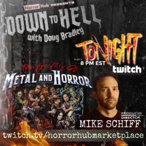 Doug Bradley Instagram - Mike Schiff interviewed the who’s who of horror and metal for his History of Metal and Horror documentary. 
He will join us tonight at 8pm EST on Down to Hell to discuss the relationship between the two. 
Watch the livestream and join in the chat for free at twitch.tv/HorrorHubmarketplace 💀 
•
#horror #metal #coreytaylor #alicecooper #danifilth #sidhaig #kanehodder #robzombie #scottian #johncarpenter #linneaquigley #kirkhammett #tobiasforge #ghost #twiggyramirez #gwar #tomsavini #michaelberryman #dougbradley #hellraiser #jaws #dawnofthedead