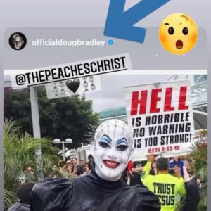 Doug Bradley Instagram - ⛓🔥⛓
Posted @withregram • @thepeacheschrist TONIGHT!!! Join me for this personally completely thrilling moment when Peaches meets Pinhead. Horror icon @officialdougbradley has invited me onto his @horrorhubmarketplace “Down To Hell” live-stream for a chat and I am NERVOUS, excited, and giddy. 
Watch:
Twitch.tv/horrorhubmarketplace

#pinhead #hellraiser #dougbradley #clivebarker #peacheschrist #cenobite #80shorror #slasher #horroricon #horrordrag #instadrag #queerhorror