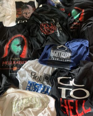 Doug Bradley Instagram - @stephsciullo and I will be joining our friend @perryshall tonight at 6pm EST on @t_time_shirtshow. We’ll talk T-Shirts and show off some of our collection!
👕 
Posted @withregram • @t_time_shirtshow A great man once said,
“No tears, please.
It's a waste of good suffering.”
And I happen to agree, because this Friday, the only tears that will be shed, will be of joy, as I will be speaking to Pittsburgh artist @stephsciullo and her husband, the legendary @officialdougbradley aka Pinhead from Hellraiser about… that’s right, T-SHIRTS!
Go to @t_time_shirtshow at 6pm et Friday, 10/29/2021 and be prepared for some mind blowing t-shirt content from one of the most important horror movie actors of all time.
In the meantime, go watch Steph and Doug’s twitch series and do a deep dive into Steph’s art.
See you there, it’s gonna be a good one!
•
#dougbradley #perryshall #stephsciullo #hellraiser #pinhead #tshirts