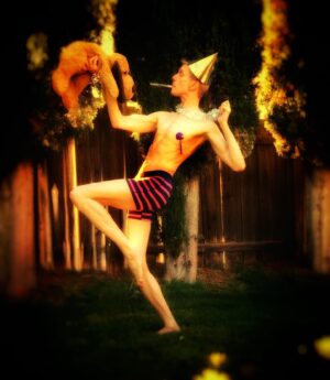Doug Jones Instagram - Born this day in 1960. Yep, that means I AM 60.
I considered a dignified photo shoot, appropriate for a gentleman my age, but unfortunately for you, this happened instead.
.
Photo Credits:
-Selfie on a timer.
-Photo after effects by an app on my tablet (I always wanted to be in a Maxfield Parrish painting).
-Pasties given to me last year by son-in-law @galenology , with the promise I’d work them into this year’s birthday photo.
-Stuffed doggy “Zekey” given to me by @zahanson in 2003 after he heard I was allergic to real dogs, and Zekey travels with me ever since.
-The guts to show this much skin at my age, thanks to wellness coach @steve_atlas .
-Party hat, noisemaker, and sparkly lei from the party aisle of a  cheap store somewhere close to home.
-Boxer briefs by a designer who didn’t pay for an endorsement, and may not want their product on a scrawny old man to begin with.
.
#birthday #happybirthdaytome #shirtlessoldguy #pantlessoldguy #skinnyoldman #oldman #1960 #bornin1960 #60isthenew40 #AARP #actor #actorslife #quietbirthdayathome