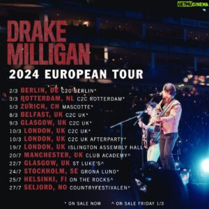 Drake Milligan Instagram - We've been dreaming of a doing a European tour since we stepped foot across the pond for the first time last year, and you guys have been asking...so we made it happen! We'll be playing @c2cfestival, as well as a handful of headlining shows over there this year! Some are on sale now, and the rest will go on sale on Friday, so grab yours and we'll see ya there.