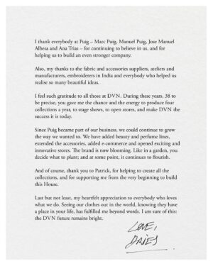 Dries Van Noten Instagram - Dear Friends,……………
……… Love, Dries