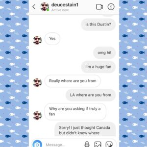 Dustin Milligan Instagram - catfish for breakfast courtesy of @deucestain1