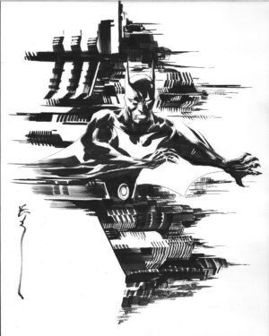 Dustin Nguyen Instagram - I always love seeing where my original art ends up and what kind of homes they get. My original cover for Batman Beyond White Knight ended up in Germany next to an additional 11x17 pen and acrylic ink commission to match my first Batman B&W statue along with my Batman Beyond black and white statue. 

A beautiful display Marc, I'm so glad it went to you. Vielen Dank.

#batman #batmanbeyond