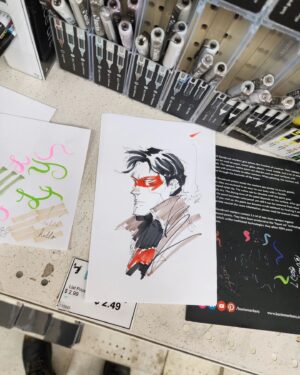 Dustin Nguyen Instagram - picked up some supplies, sketch bombed a Red Hood, caught up with @artsupplywarehouse 's very own @oddestball