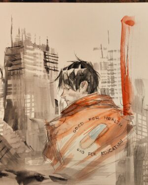 Dustin Nguyen Instagram - retouching some older drawings, I absolutely love the way watercolor looks on bristol board. my favorite thing about watercolor is it paints itself and throwing it on a paper that doesn't really want to take makes it even more fun.

Kaneda, 11x14" illustration of Kaneda watercolor and graphite on smooth bristol board

#akira